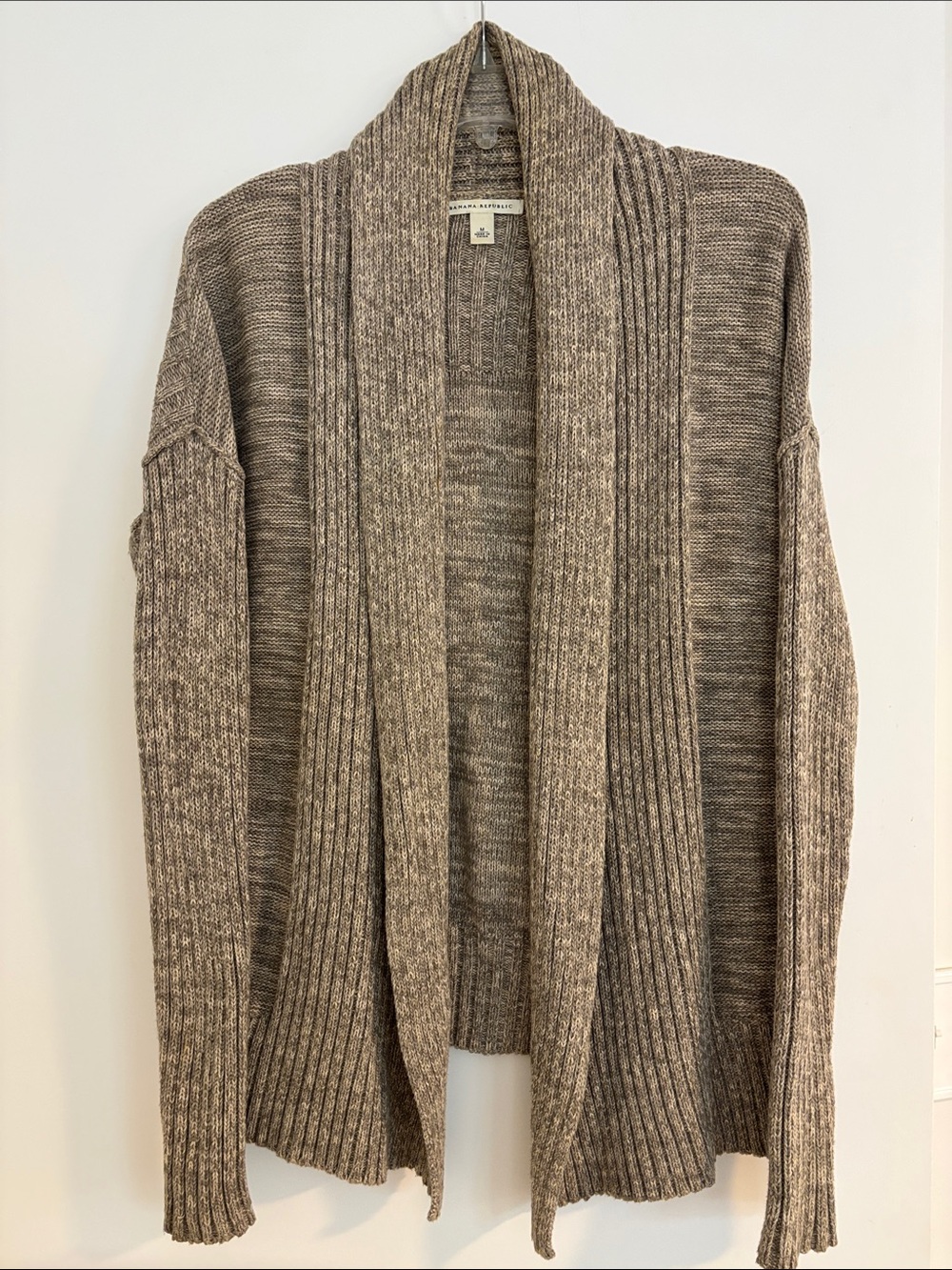 Banana Republic Open-Front Shawl Collar Cardigan in Heathered Brown